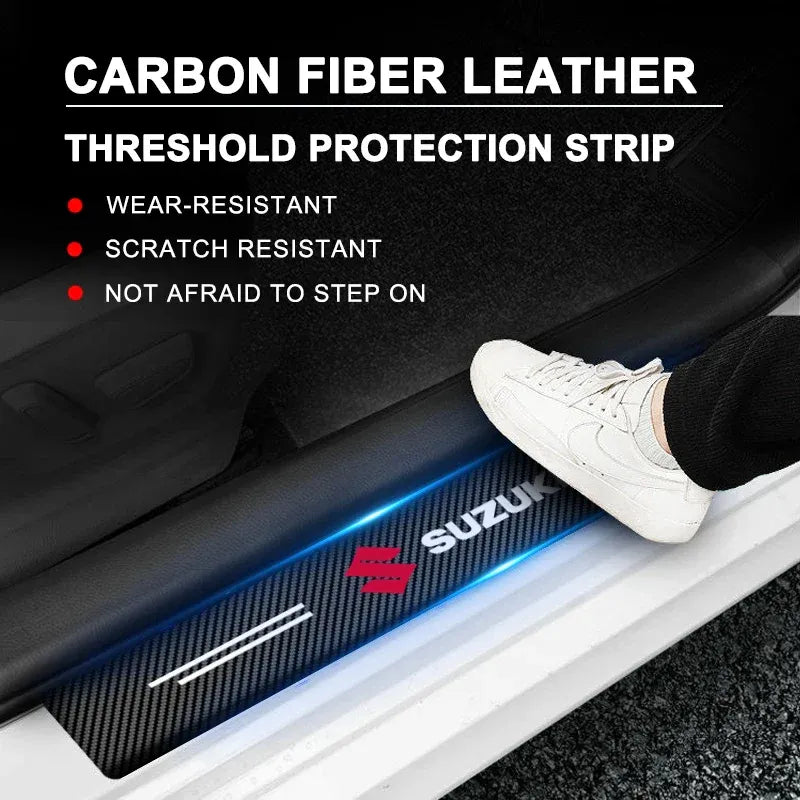 Carbon Fiber Car Door Sill Stickers 4pcs | Anti-Scratch | Premium Look