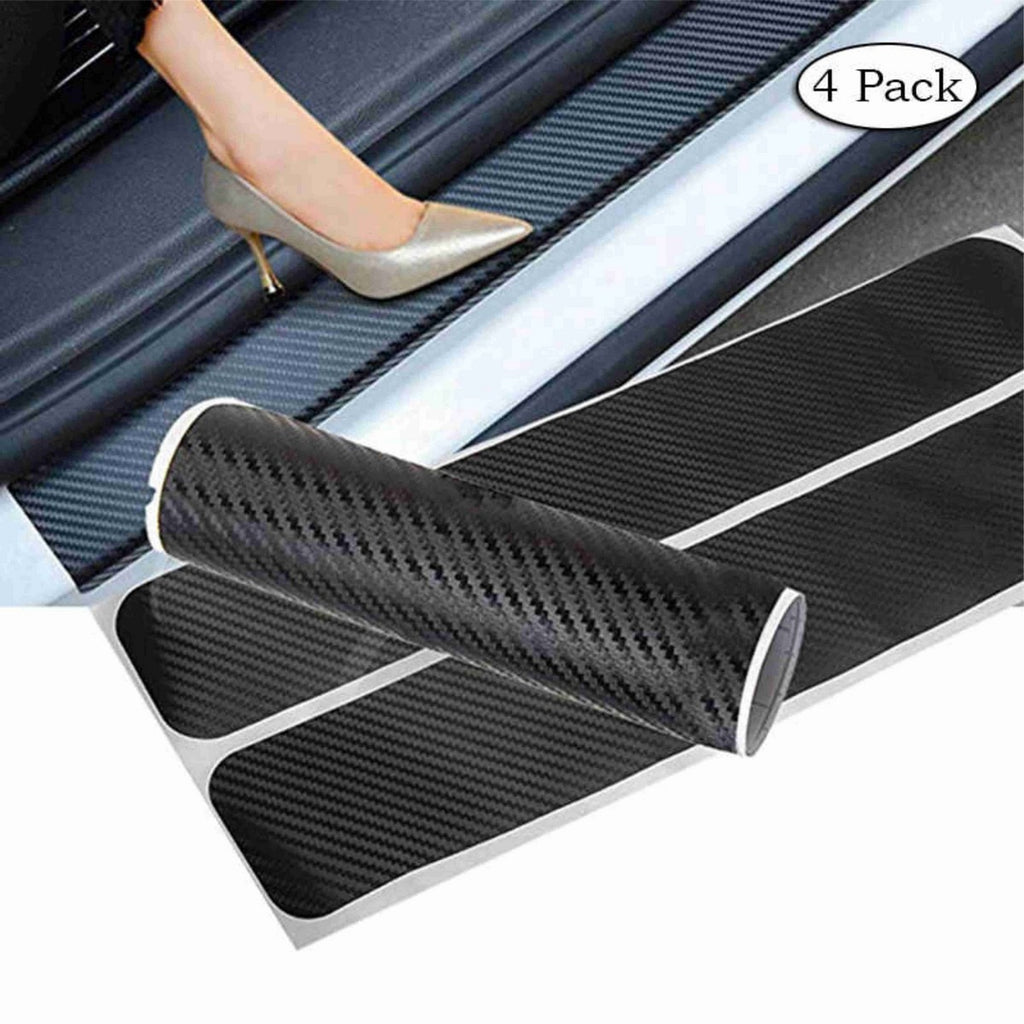 Carbon Fiber Car Door Sill Stickers 4pcs | Anti-Scratch | Premium Look