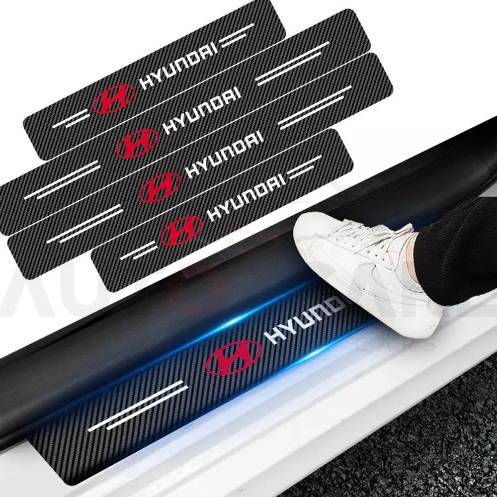 Carbon Fiber Car Door Sill Stickers 4pcs | Anti-Scratch | Premium Look