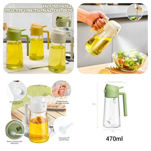 2 in 1 Oil Spray Bottle - Oil Sprayer & Dispenser | Mess-Free Cooking