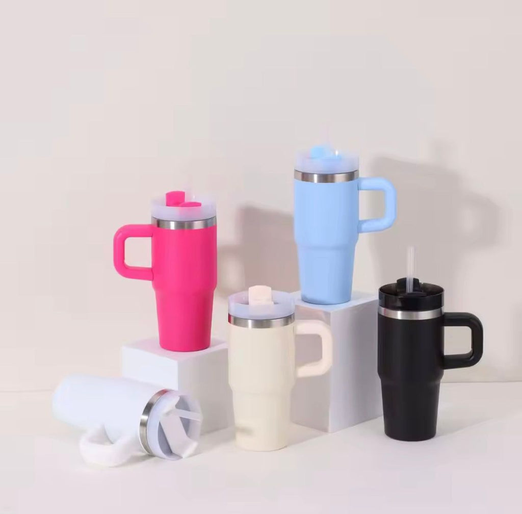 Insulated Tumbler with Handle – Stainless Steel Travel Mug