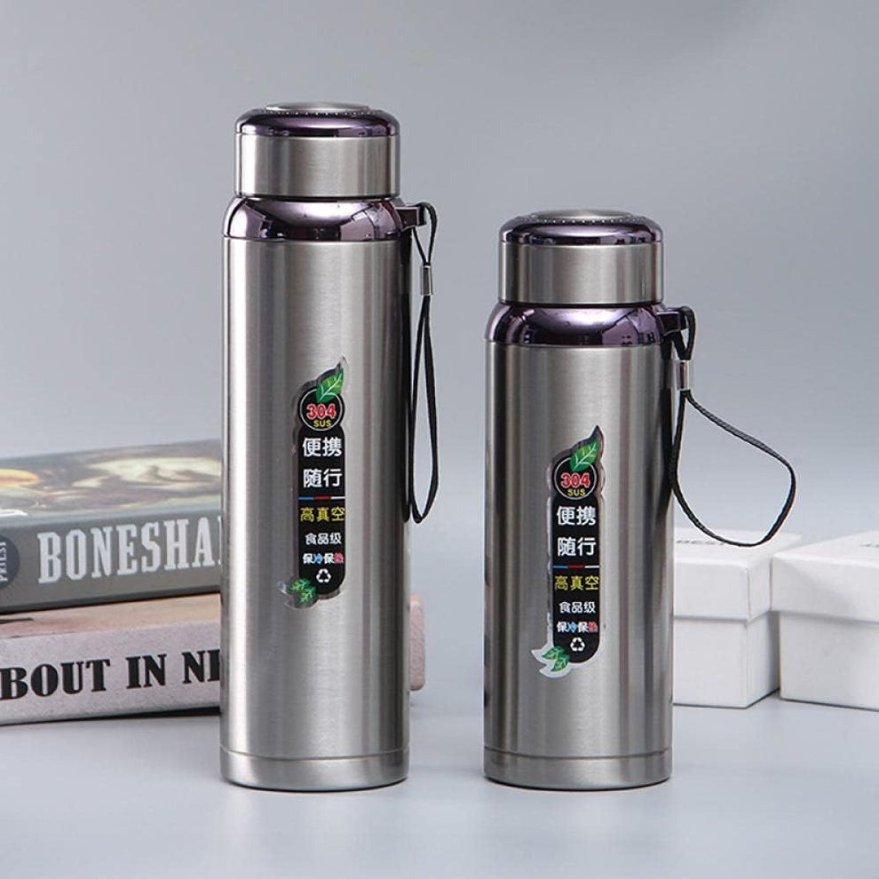 1000ml Stainless Steel Thermos Bottle Vacuum Insulated Leakproof Water Bottle for Travel Gym Office | Black